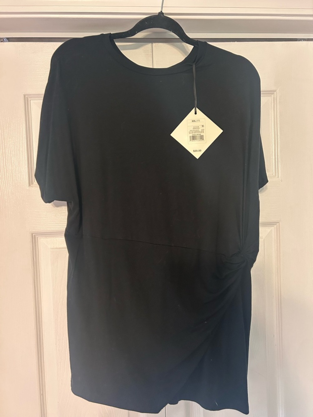 Ava & Viv Black Short Sleeve Knot Front Blouse